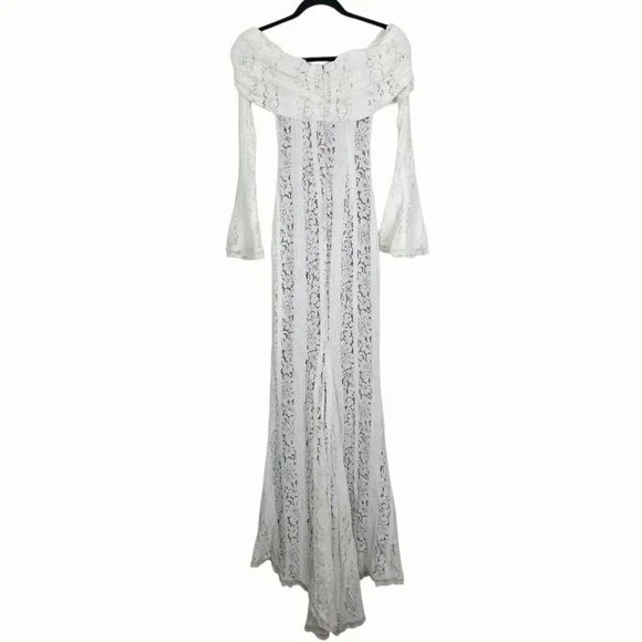 House of CB Belle Maxi Dress Vintage Cream Floral Lace Off Shoulder Size XS - threedaughtersproperties.com House of CB Belle Maxi Dress Vintage Cream Floral Lace Off Shoulder Size XS - threedaughtersproperties.com
